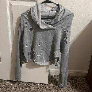 Torn Cropped Hoodie